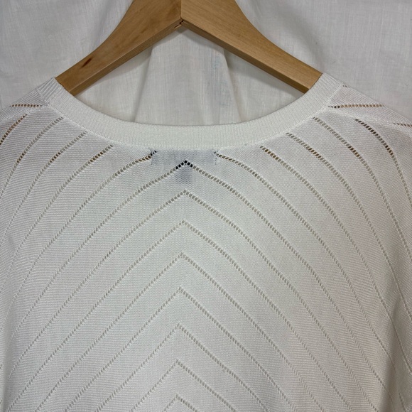 Banana Republic White Pointelle Round Neck Sweater‎ Tunic Size M - Picture 5 of 8